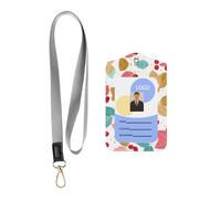 Cartoon Cherry Leaf Printed Tag Protective Cover with Hanging Rope, Leather Detachable Tag