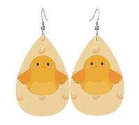 Cartoon Chick Leather Earring Printed Dangle Earrings Fun Hanging For Beach Women