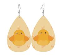 cartoon chick Leather Earring. Stylish teardrop shape, perfect for women, and a great decorative choice for parties and holidays.