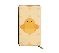 cartoon chick Long leather wallet, portable credit card holder, zippered coin purse, and ID compartment