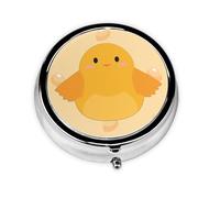 Cartoon Chick This Small, Round, Three-Compartment Travel Pill Box is Perfect for Storing Daily medications, Vitamins, and on-The-go.