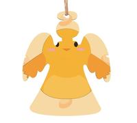 cartoon chick Wooden Tree Ornaments Angel Shape 1 PC, Hanging Decorative Pendants, Vintage Design for Holiday