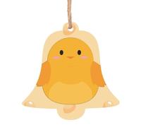 cartoon chick Wooden Tree Ornaments Bell Shape 4 PCS, Hanging Decorative Pendants, Vintage Design for Holiday