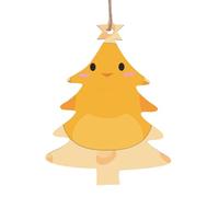 cartoon chick Wooden Tree Ornaments Christmas Tree Shape 6 PCS, Hanging Decorative Pendants, Vintage Design for Holiday