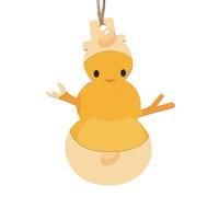 cartoon chick Wooden Tree Ornaments Snowman Shape 6 PCS, Hanging Decorative Pendants, Vintage Design for Holiday