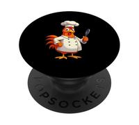 Cartoon Chicken Chef Holding Cooking Spoon PopSockets Adhesive PopGrip