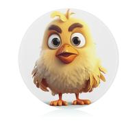 Cartoon Chicken Cutting Board for Kitchen Mini Cheese Chopping Board Round Tempered Glass Chopping Block for Picnic Cutting Pizza Meat Fruit(7.9 Inch)