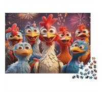 Cartoon Chicken Group 100% Recycled Cardboard Silly Cartoon Chickens 1000 Piece Jigsaw Puzzle for Adults Beautifully Illustrated Unique 52x38cm/1000pcs