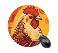Cartoon Chicken Mousepad Round Anti-Slip Waterproof Rubber Base Mice Mat Cute Mousepad for Work Office Home Gaming Laptop Men Women Small Size 7.8 X 7.8 Inches