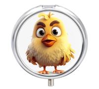 Cartoon Chicken Pill Box Round Portable Small Pill Case Waterproof Travel Pill Box Organizer for Pocket Purse and Daily Convenience