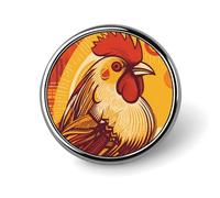 Cartoon Chicken Round Badge Personalized Metal Lapel Pin Badges Fit Clothing Bags Hat Humorous Printed Brooch Badge Party Decorations Accessories for Men Women