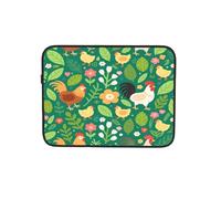 Cartoon Chickens Flowers Green Laptop Sleeve Case Notebook Computer Pouch Tablet Briefcase Carrying Bag for Work 10 Inch