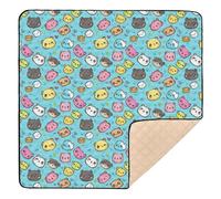 Cartoon Childish Animals Cute Blue Large Sturdy Baby Activity Play Mat for Floor Portable Baby Crawling Mat for Baby Toddler Infant, 50'' x 50''
