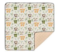 Cartoon Childish Animals Light Color Large Non-Slip Baby Gym & Activity Mat for Indoor Outdoor Portable Padded Play Mat for Baby Toddler Infant, 50'' x 50''