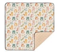 Cartoon Childish Animals Light Color Soft Foam Baby Activity Play Mat for Indoor Outdoor Lightweight Tummy Time & Crawling Mat for Baby Kids Toddlers Infants, 50'' x 50''