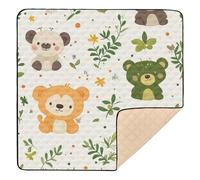 Cartoon Childish Animals Light Color Soft Foam mat for Baby to Play on Floor for Floor Portable Foldable Padded Play Mat for Babies Infants Toddlers, 50'' x 50''para juegos de