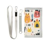Cartoon Childish Cute Monster Colorful trifold wallet for men cool gifts nylon wallet with money clip with lanyard, cartoon childish cute monster colorful, One Size, Fashion