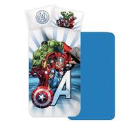 CARTOON Children's Bedding Set, 3 Piece Set, Under Fitted Sheet, Sheet, Pillowcase, Single Bed, 100% Cotton (Avengers)