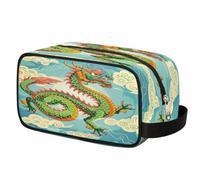 Cartoon Chinese Dragon Clouds Toiletry Bag Hanging Cosmetic Bag Portable Travel Makeup Bag Large Shaving Bag for Women Men