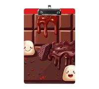 Cartoon Chocolate Acrylic Clipboard A4, Durable Smooth Writing Board with Metal Clip, Portable Wall Mountable Document Clip Board for Office Classroom Nurses and Teachers