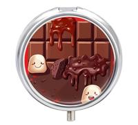 Cartoon Chocolate Pill Box Waterproof Portable Medicine Pill Case Moisture Proof Metal Travel Pill Box with 3 Compartment Medicine Case