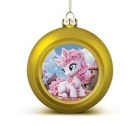 Cartoon Christmas Ball Ornaments - Golden Shatterproof Plastic Vintage Rustic Xmas Tree Decorations Pendant for Family Holiday Wedding Party Xmas Hanging Decoration