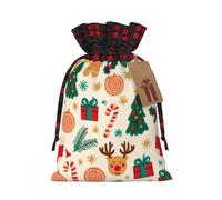 Cartoon Christmas Tree Deer Gift Box Christmas Burlap Gift Bags With Drawstring And Tags - Tiny Small Gift Bags For Xmas Candy And Christmas Supplies, Christmas Drawstring Gift Bags 8.3×11.8in