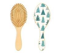 Cartoon Christmas Trees Wooden Hairbrush Paddle Brush for Fine Hair Wooden Hair Brushes for Women Wooden Massage Brush