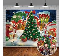 Cartoon Christmas Village Photography Backdrop, 7x5