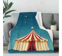 Cartoon Circus Tent Fleece Throw Blanket for Sofa, Soft Cozy Starry Sky Plush Blanket for Bed, Warm Flannel Cute Night Bedding Blankets for Adults and Kids 70x100 cm