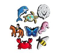 Cartoon Clog Charms Animal Dinosaur Fun Cute Kid Shoe Clip Boy Girl Man Women Zoo Teddy Sea Decoration Accessories (Animal 8 Pack)