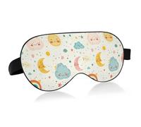 Cartoon Clouds Moon Star Rainbow Cute Travel Essential Eye mask for Sleeping with Elastic Adjustable Band Blackout Motel Sleep Eye mask Public Transportation