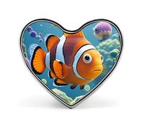 Cartoon Clown Fish Buttons Pin Memorial Boutonniere for Wedding Groom Bride, Customize Lapel Heart Pin for Christmas, Men Women Costume Decorative Fashionable Brooches