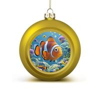 Cartoon Clown Fish Christmas Ball Ornaments - Shatterproof Plastic Vintage Rustic Xmas Tree Decorations Pendant for Family Holiday Wedding Party Xmas Hanging Decoration