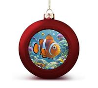 Cartoon Clown Fish Christmas Ball Ornaments - Shatterproof Plastic Vintage Rustic Xmas Tree Decorations Pendant for Family Holiday Wedding Party Xmas Hanging Decoration