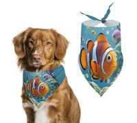 Cartoon Clown Fish Dog Bandanas for Feeding Grooming, Triangle Pet Bibs Washable Pets Scarf for Cats & Dogs