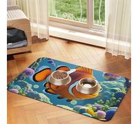 Cartoon Clown Fish Dog Food Mats for Floors, 12x18 Inch Non-Slip Super Absorbent Pet Food Mat, Dishwasher Dog Mat for Food and Water, Cute Rubber Quick Dry Pet Feeding Mat for Dogs Puppy Cats
