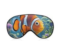 Cartoon Clown Fish Eye Mask for Women & Men, Breathable & Adjustable Eye Cover, Ultra Soft Sleep Mask, Lightweight Travel Blindfold for Airplane, Nap, Night Sleeping