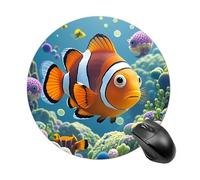 Cartoon Clown Fish Mouse Pad for Office, Mouse Mat with Non-Slip Base, Waterproof Desk Pad Protector for Home, Personalized Mouses Mat for Travel, Outdoor, 7.8" X 7.8"