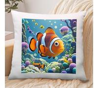 Cartoon Clown Fish Pillowcase Linen for Home Use, Soft Comfortable Pillow Cover with Invisible Zipper, Breathable Pillow Cases 40x40cm for Luxury Hotel, Living Room, Bedroom
