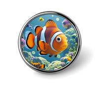 Cartoon Clown Fish Round Badge for Men Women, Durable & Stylish Lapel Pins, Lightweight Metal Badges for Shirts, Jackets, Hats
