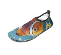 Cartoon Clown Fish Water Shoes for Men Women, Lightweight Stretch Swim Shoes with Anti-Slip Rubber Sole, Quick-Dry Aqua Socks for Pool, Beach, Surfing, Style, 12 Women/12 Men