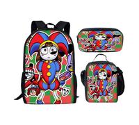 Cartoon Clown Print Backpack Set 3-in-1 School Bag with Lunch Box Pencil Case Cartoon Circus Character Circus Merch Kids Backpack for Boys Girls School Travel A30