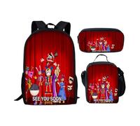Cartoon Clown Print Backpack Set 3-in-1 School Bag with Lunch Box Pencil Case Cartoon Circus Character Circus Merch Kids Backpack for Boys Girls School Travel A29