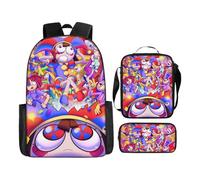 Cartoon Clown Print Backpack Set 3-in-1 School Bag with Lunch Box Pencil Case Cartoon Circus Character Circus Merch Kids Backpack for Boys Girls School Travel A05
