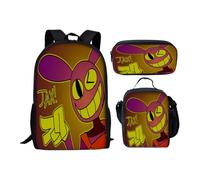 Cartoon Clown Print Backpack Set 3-in-1 School Bag with Lunch Box Pencil Case Cartoon Circus Character Circus Merch Kids Backpack for Boys Girls School Travel A22