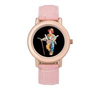 Cartoon Clown Women's Wrist Watch Easy Reader with Leather Strap Analog Display Wonderful Ladies Gifts