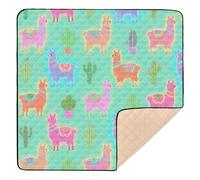 Cartoon Colored Fluorescent Alpaca Large Stylish Baby Gym & Activity Mat for Indoor Outdoor Washable Foldable Baby Play Tummy Time Mat for Baby Toddler Infant, 50'' x 50''para juegos de