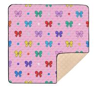 Cartoon Colorful Bow Pink Large Stylish mat for Baby to Play on Floor for Floor 1-Piecing Foldable Kicking Mat for Babies Infants Toddlers, 50'' x 50''para juegos de