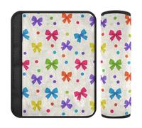Cartoon Colorful Bow White 2 Pack car Trip Essentials Stop seat Belt Cutting into Neck for Van forro para cinturon de seguridad